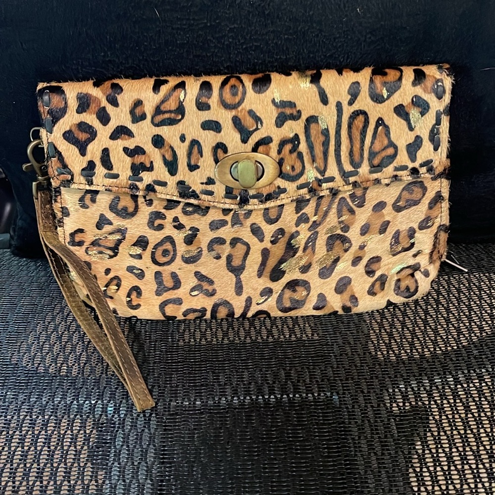 🌟 Myra Bag Golden Confetti Wallet NWT Hair on Hide Leather - Picture 2 of 9